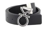 Calvin Klein Logo Adj / Rev Leather Inlay Textured Belt 35MM W80 Black / Textured - shortenable