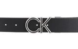 Calvin Klein Logo Adj / Rev Leather Inlay Textured Belt 35MM W80 Black / Textured - shortenable