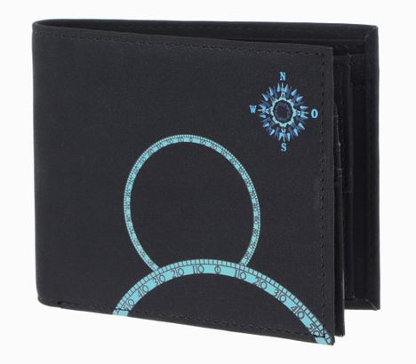 oxmox New Cryptan RFID Protect Querscheinbörse Windrose Print Cyan Black