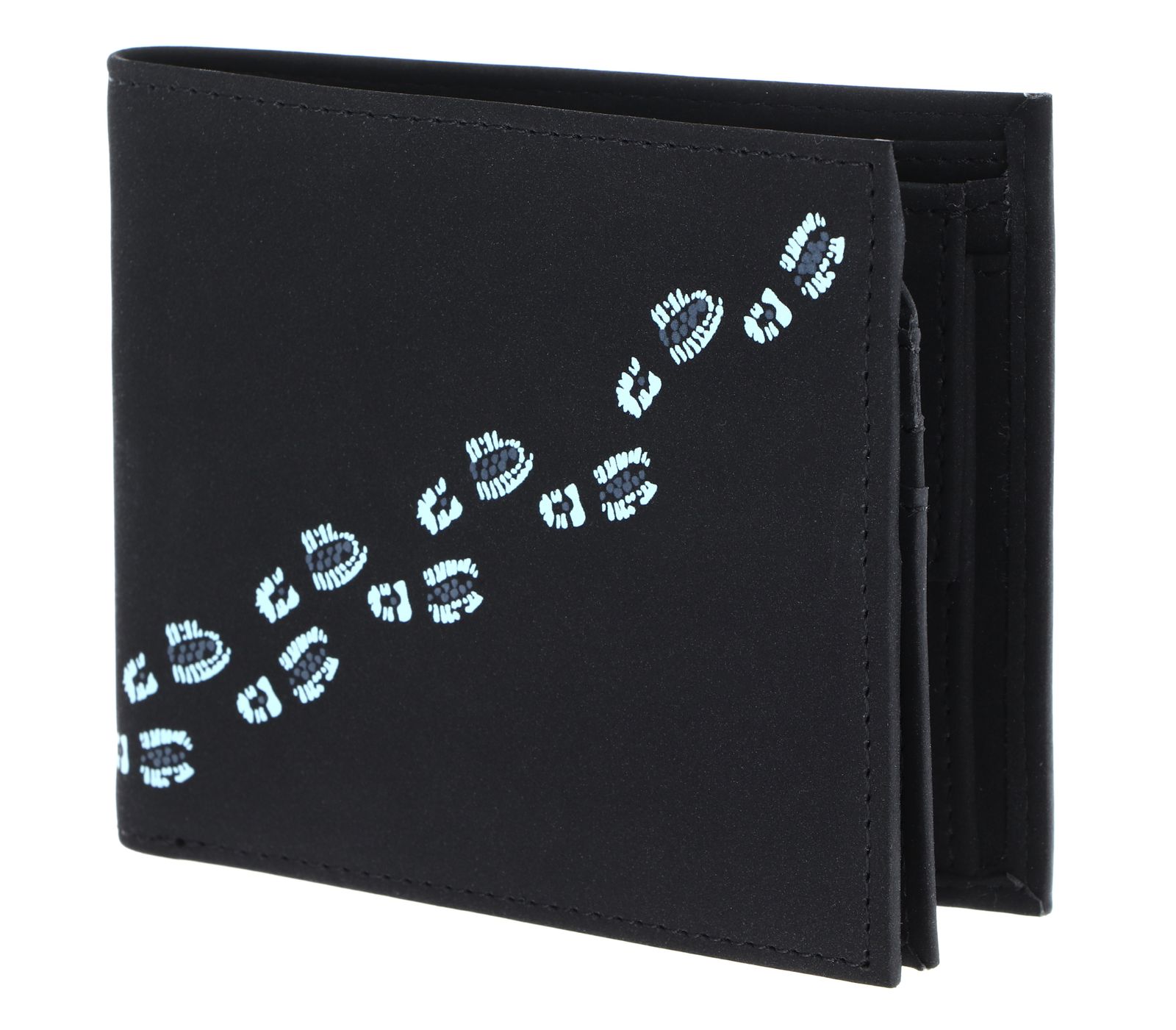 oxmox New Cryptan RFID Protect Querscheinbörse Footsteps Print Cyan Black