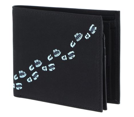 oxmox New Cryptan RFID Protect Querscheinbörse Footsteps Print Cyan Black