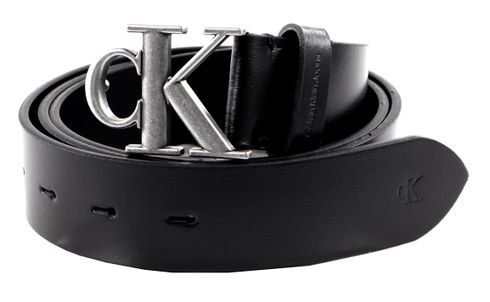 Calvin Klein CKJ Monogram Round Mono Plaque Belt 35MM W100 Black