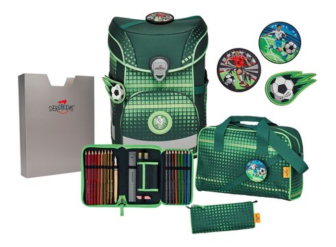 DerDieDas ErgoFlex Easy Schulranzenset 5-teilig Soccer Green