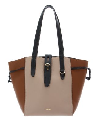 FURLA Net Tote Bag M Greige + Cognac h + Nero
