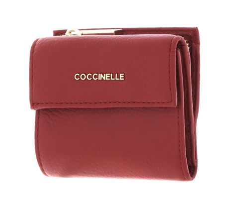 COCCINELLE Metallic Soft Mini Wallet Grainy Leather Acero