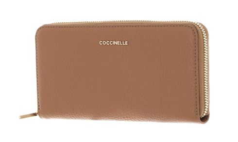 COCCINELLE Metallic Soft Zip Around Wallet Nocciola