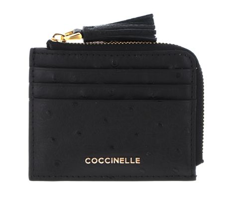 COCCINELLE Tassel Ostrich Credit Card Holder Noir