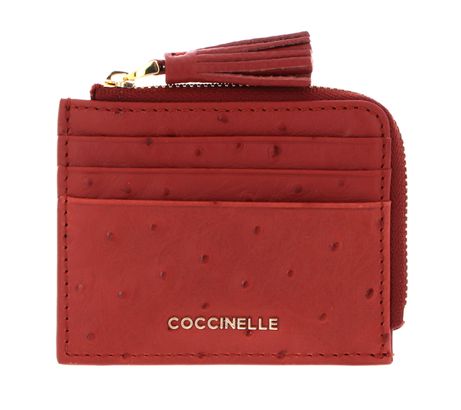 COCCINELLE Tassel Ostrich Credit Card Holder Acero