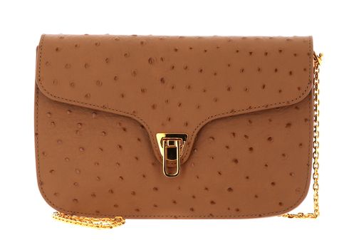 COCCINELLE Beat Ostrich Crossbody Nocciola
