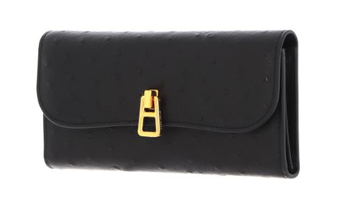 COCCINELLE Magie Ostrich Flap Wallet Noir