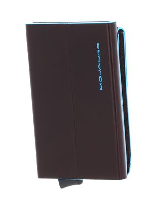 PIQUADRO Blue Square Compact Wallet With Single Slider RFID Mogano