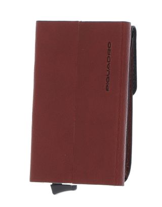 PIQUADRO Black Square Compact Wallet With Single Slider RFID Tabacco