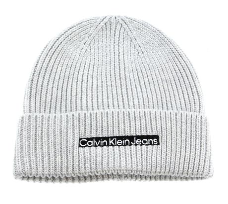 Calvin Klein CKJ Institutional Patch Beanie Cirrus Grey