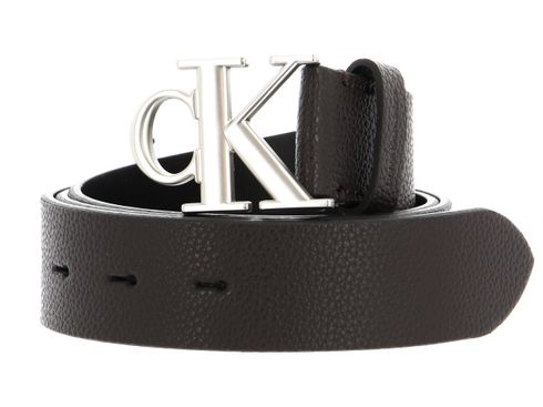 Calvin Klein CKJ Monogram Round Mono Plaque Belt 35MM W95 Bitter Brown