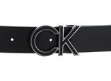 Calvin Klein Logo Rev CK Metal Inlay 35MM W90 Black Smooth / Black Textured