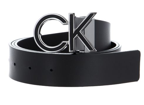 Calvin Klein Logo Rev CK Metal Inlay 35MM W125 Black Smooth / Black Textured