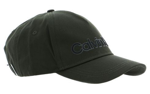 Calvin Klein Leather Lettering BB Cap Dark Olive