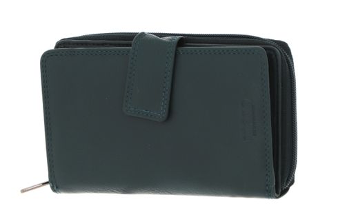 mano Donna Giulia Wallet with Long Zip Petrol