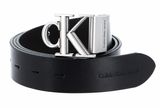 Calvin Klein CKJ Monogram Round Mono Plaque Belt W90 Black / Bitter Brown Calvin Klein CKJ Monogram Round Mono Plaque Belt W90 Black / Bitter Brown