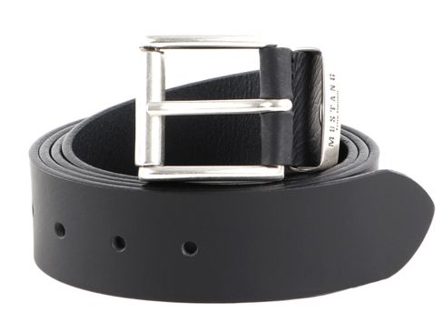 MUSTANG Leather Belt 40mm W130 Black - kürzbar