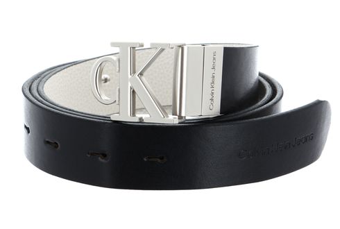 Calvin Klein CKJ Monogram Round Mono Plaque Belt W120 Black / Eggshell