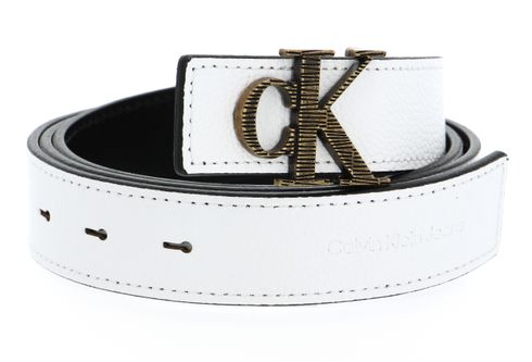 Calvin Klein CKJ Monogram Mono Hardware Belt W105 Bright White