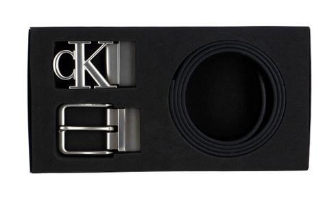 Calvin Klein CKJ Belt Giftpack Classic + Monogram Belt W100 Black - shortenable