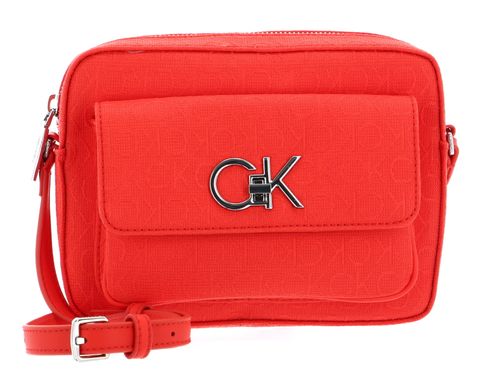 Calvin Klein Re-Lock Camera Bag W / Flap Jacquard Deep Orange