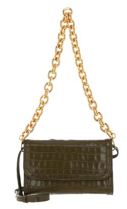 COCCINELLE Wyrna Croco Shiny Soft Crossbody Bag Loden