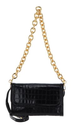 COCCINELLE Wyrna Croco Shiny Soft Crossbody Bag Noir