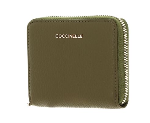 COCCINELLE Metallic Soft Leather Zip Around Wallet Loden