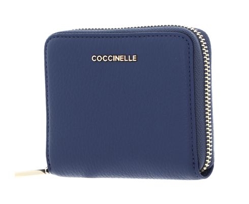 COCCINELLE Metallic Soft Leather Zip Around Wallet Mirtillo