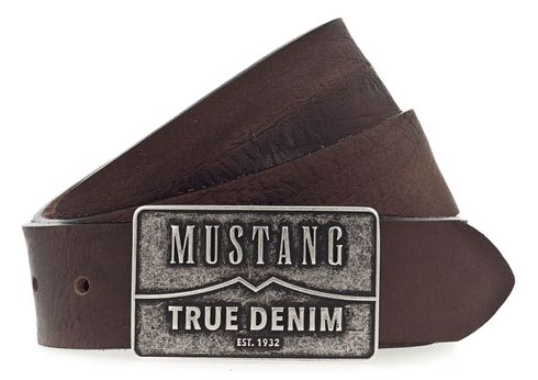 MUSTANG Men Leather Belt W90 D. Brown - shortenable