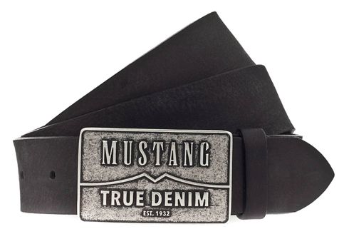 MUSTANG Men Leather Belt W95 Schwarz - kürzbar