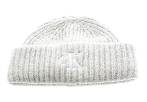 Calvin Klein CKJ Monogram Embroidery Short Beanie Eggshell