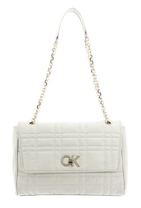 Calvin Klein Re-Lock Quilt Shoulder Bag L Ecru