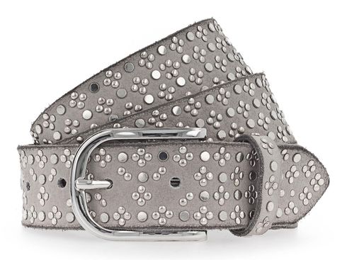 b.belt Tini Silver Leather Belt W85 Light Grey