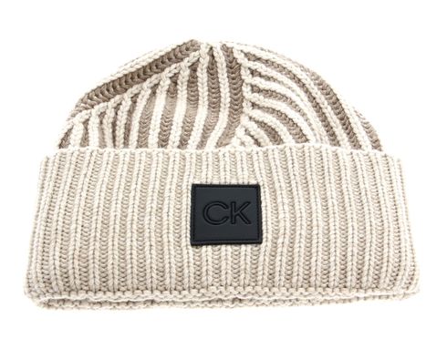 Calvin Klein Elevated Wool 2Tone Beanie XL Shadow Beige / Stoney Beige