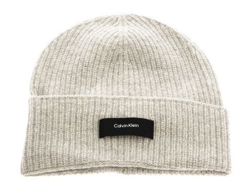 Calvin Klein Daddy Wool Rib Beanie Egret