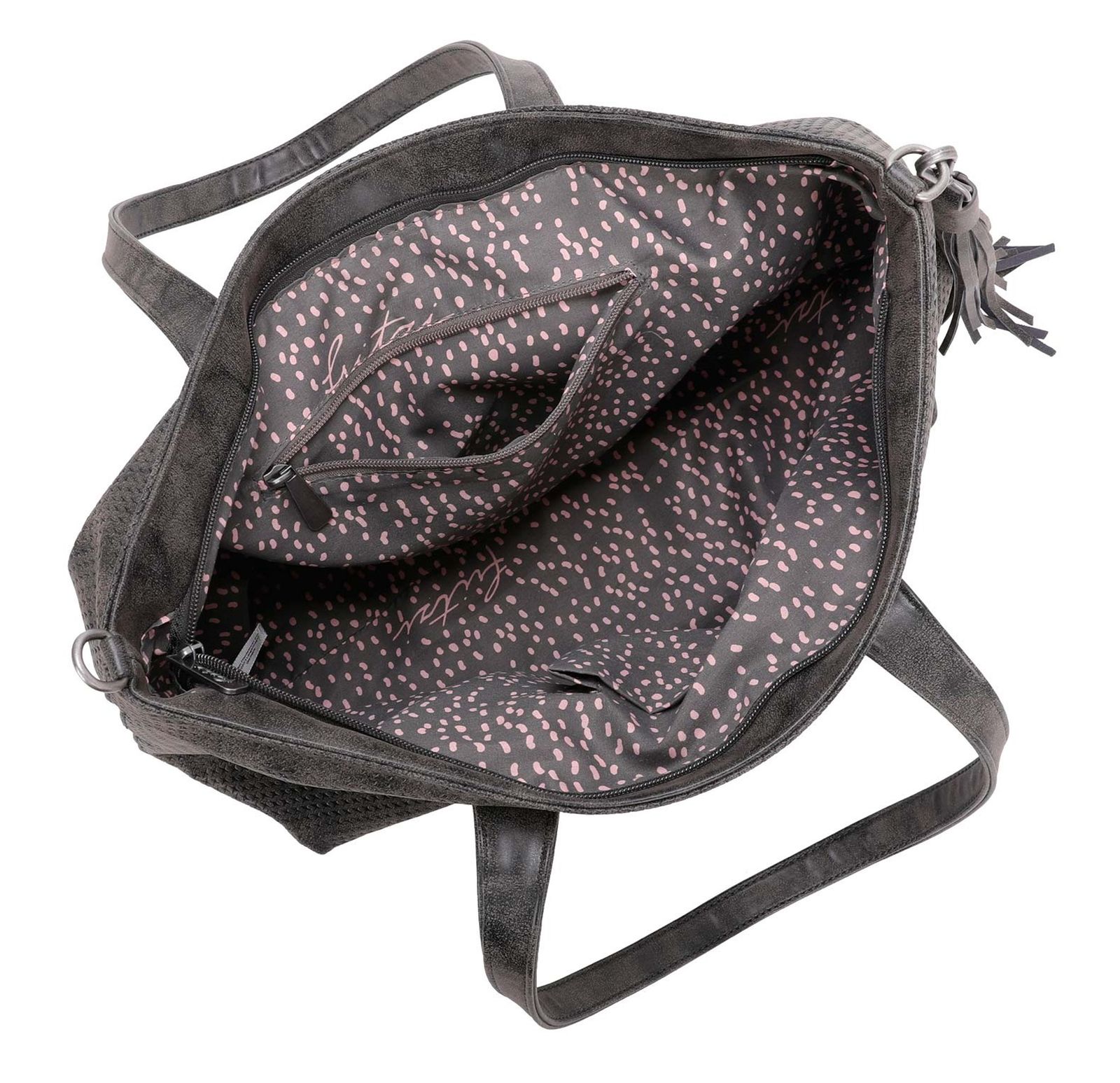 Borsa Shopper Fritzi Aus Preußen Anni Pixley - Pelle Sintetica Nera - Capiente 36x30x15 Cm