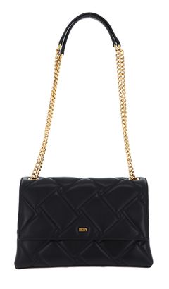 DKNY Willow Leather Shoulder Bag Blk / Gold