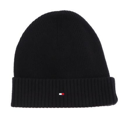 TOMMY HILFIGER Essential Flag Beanie Black TOMMY HILFIGER Essential Flag Beanie Black