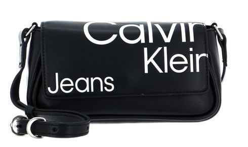 Calvin Klein CKJ Sleek Flap Convertible Shoulder Bag 20 Black AOP