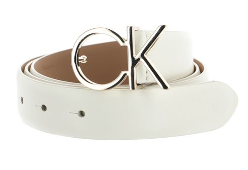 Calvin Klein Re-Lock CK Logo Belt 30MM W125 Ecru