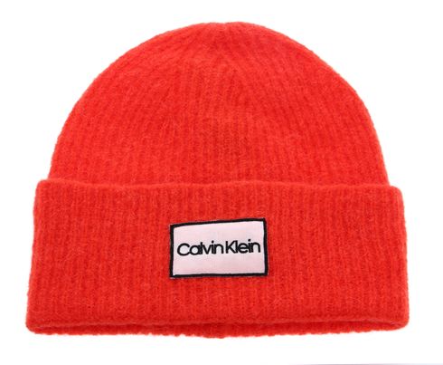 Calvin Klein Lux Wool Beanie Deep Orange