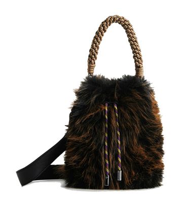 Desigual Bols Natal Mini Fur Crossbody Bag Marron