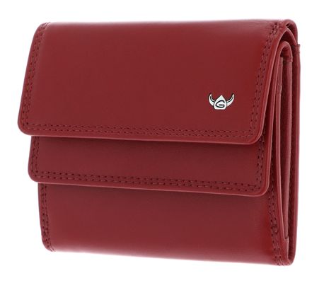 Golden Head Polo RFID Protect Zipped Billfold Coin Wallet With Front Snap Closure Red