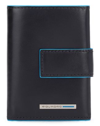 PIQUADRO Blue Square Men`s Pocket Trifold Wallet RFID Nero