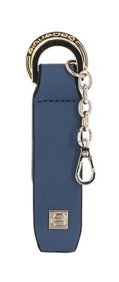 PIQUADRO Circle Keychain With Carabiner Azzurro / Cuoio