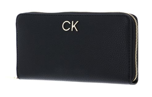 Calvin Klein Re-Lock Slim Zip Around Wallet Logo PBL CK Black